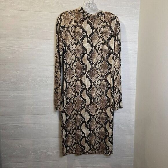 Leith Snake Print Long Sleeve Mock Neck Body-con Dress NWT - Picture 6 of 9